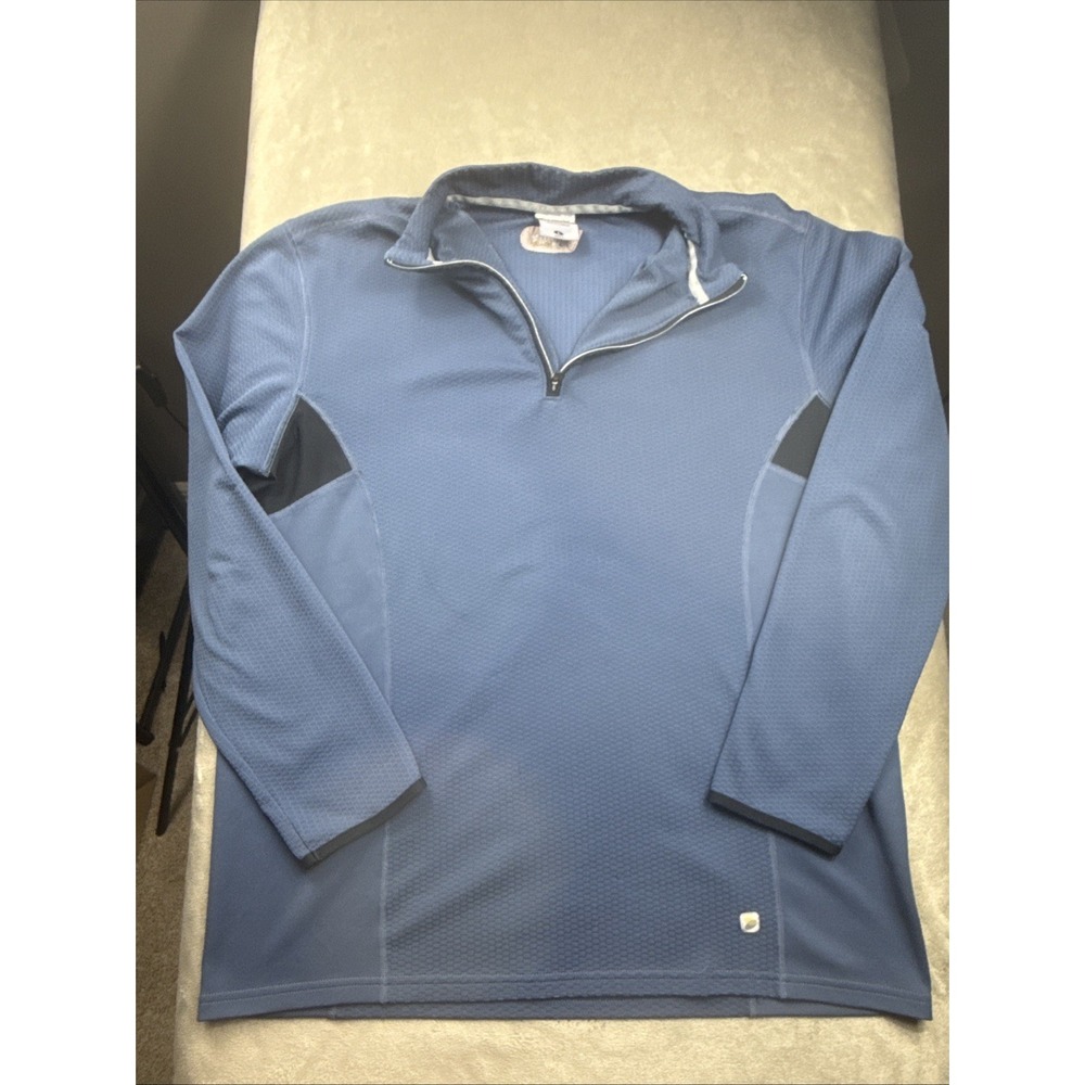 Columbia Titanium Alloy Pullover Mens L Blue 1/4 Zip Active Outdoor Waffle Print